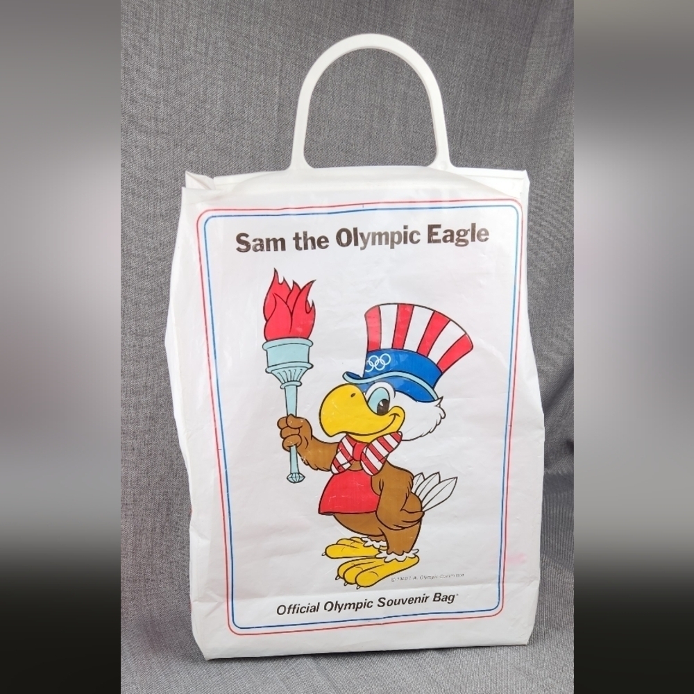 Vintage Sam The Olympic Eagle 1980 Los Angeles Olympic Souvenir Bag.